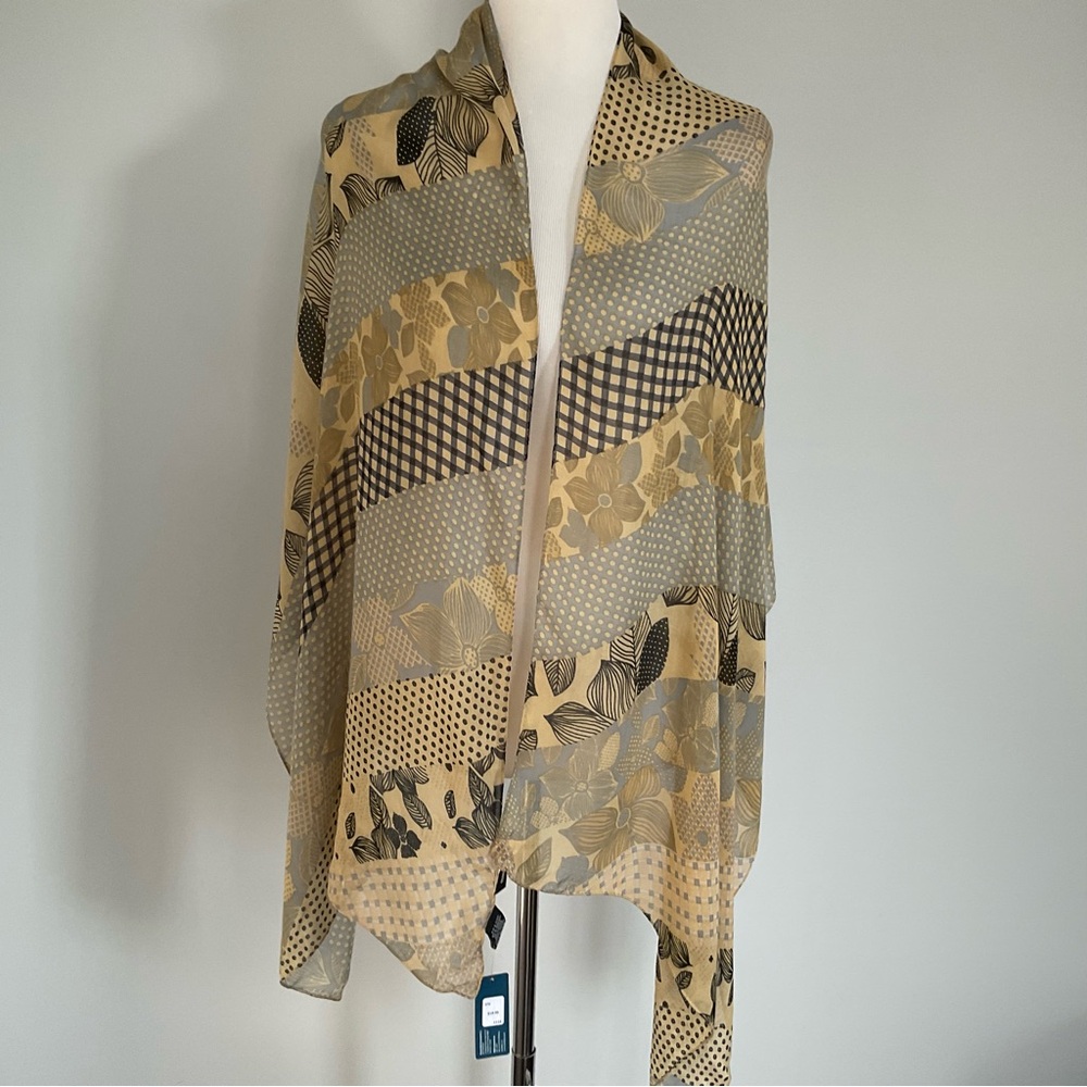 Vivante Patterned Beige and Black Scarf.. Brand New with Tags